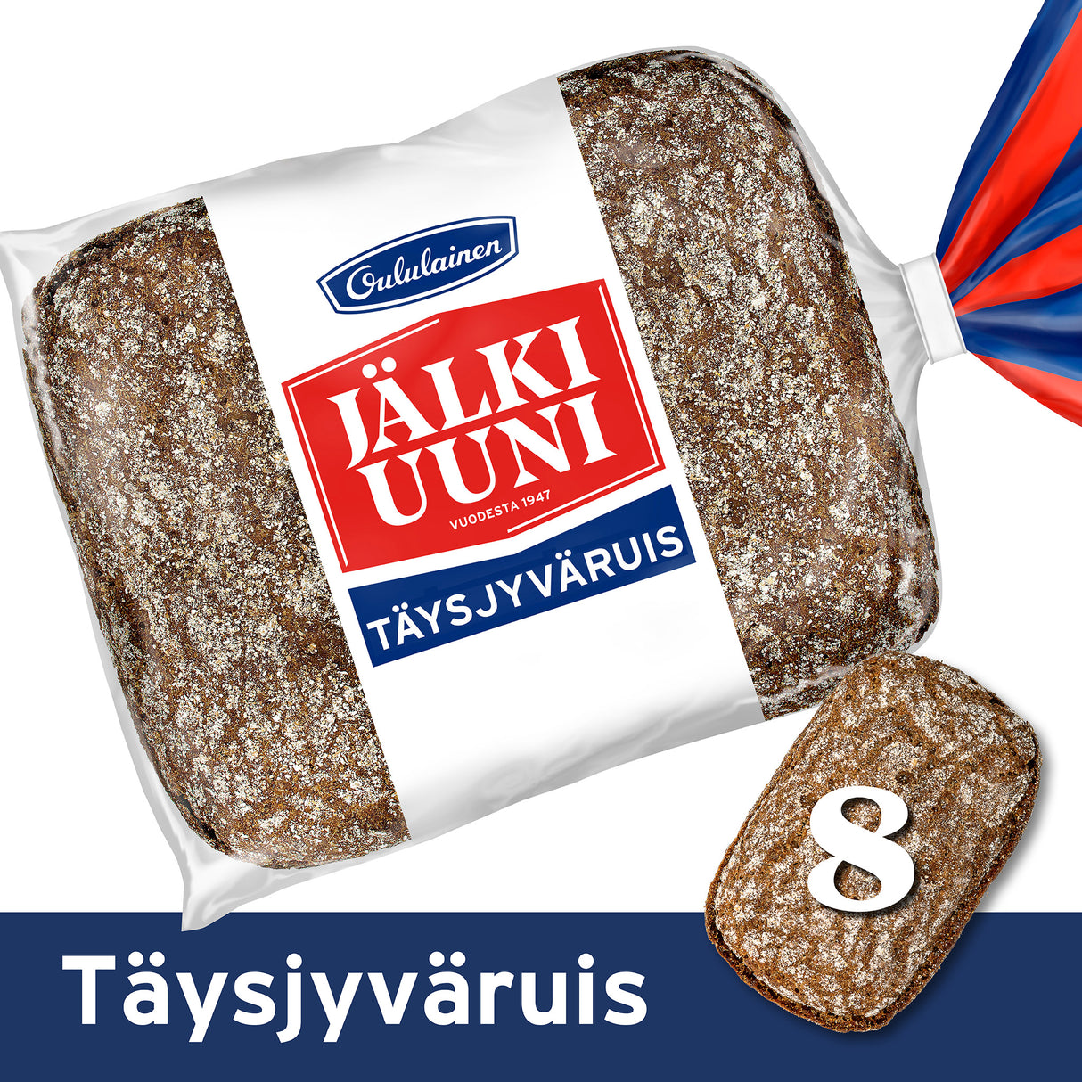 Oululainen Jälkiuuni Täysjyväruis 8kpl 480g, täysjyväruisleipä