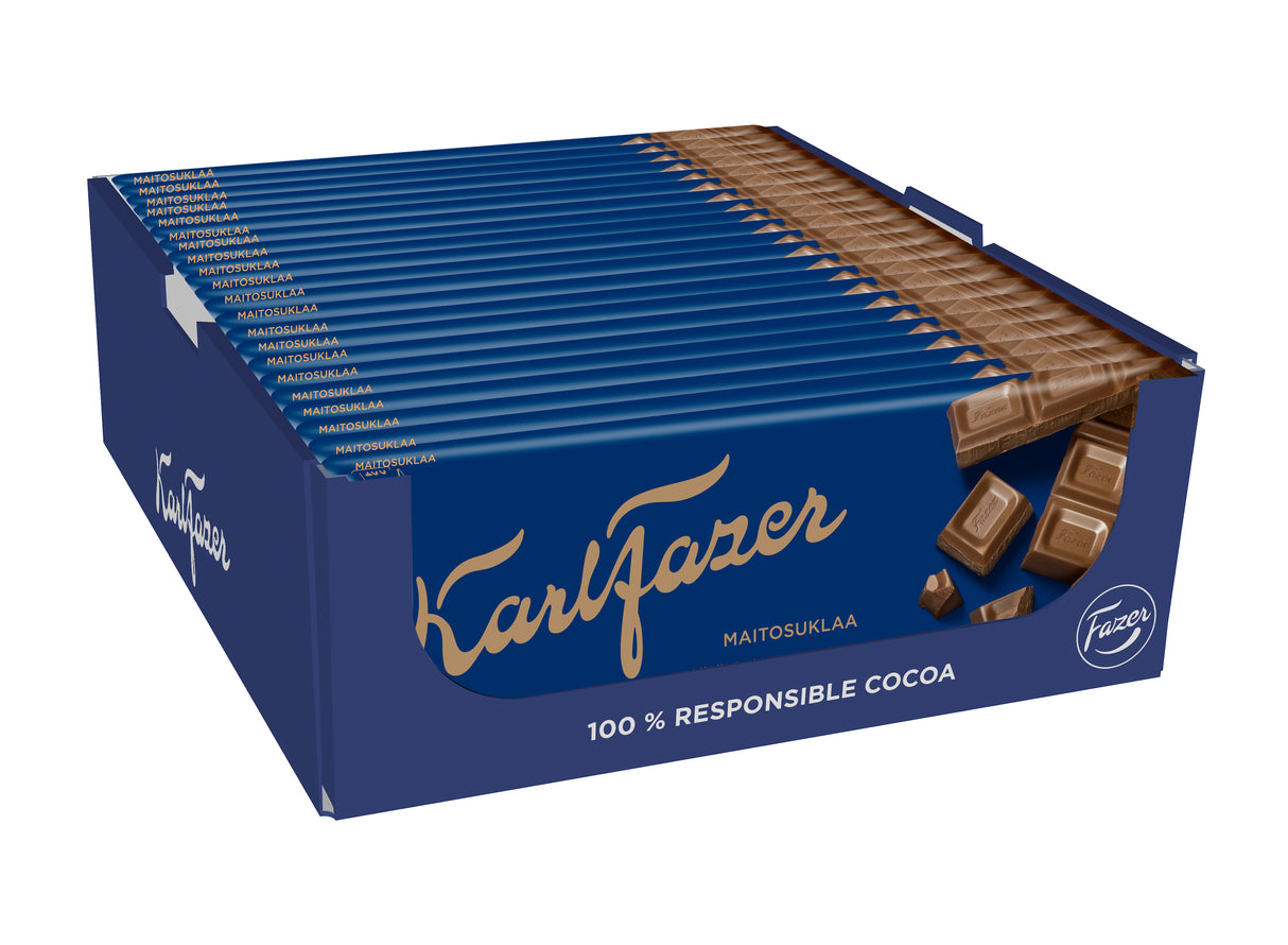 23 x Karl Fazer maitosuklaalevy 180g LAATIKKO