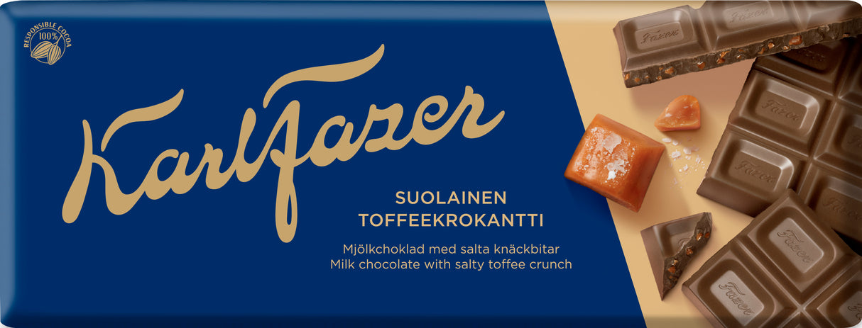 カール・ファッツェル 塩キャラメルトフィークランチ チョコレートバー 180g