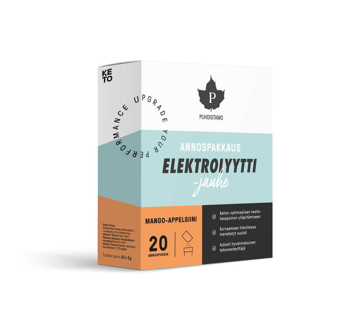 Puhdistamo Elektrolyyttijauhe Annospakkaus Mango-Appelsiini 20 x 5 g