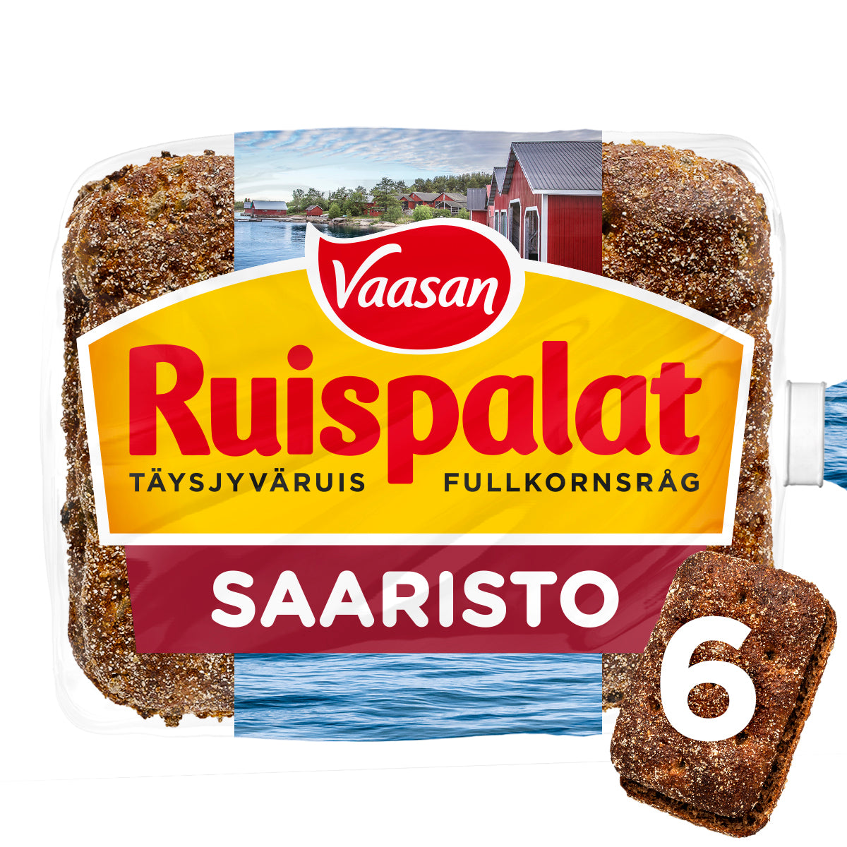 Vaasan Ruispalat Saaristo 360 g 6 kpl täysjyväruisleipä