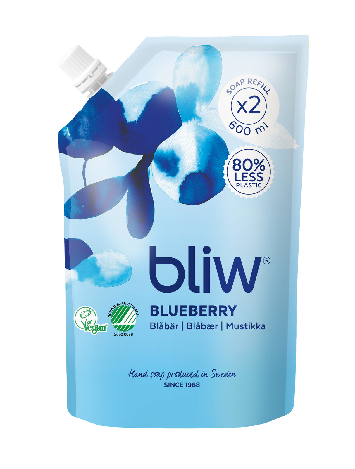 Bliw Mustikka täyttöpussi nestesaippua 600ml