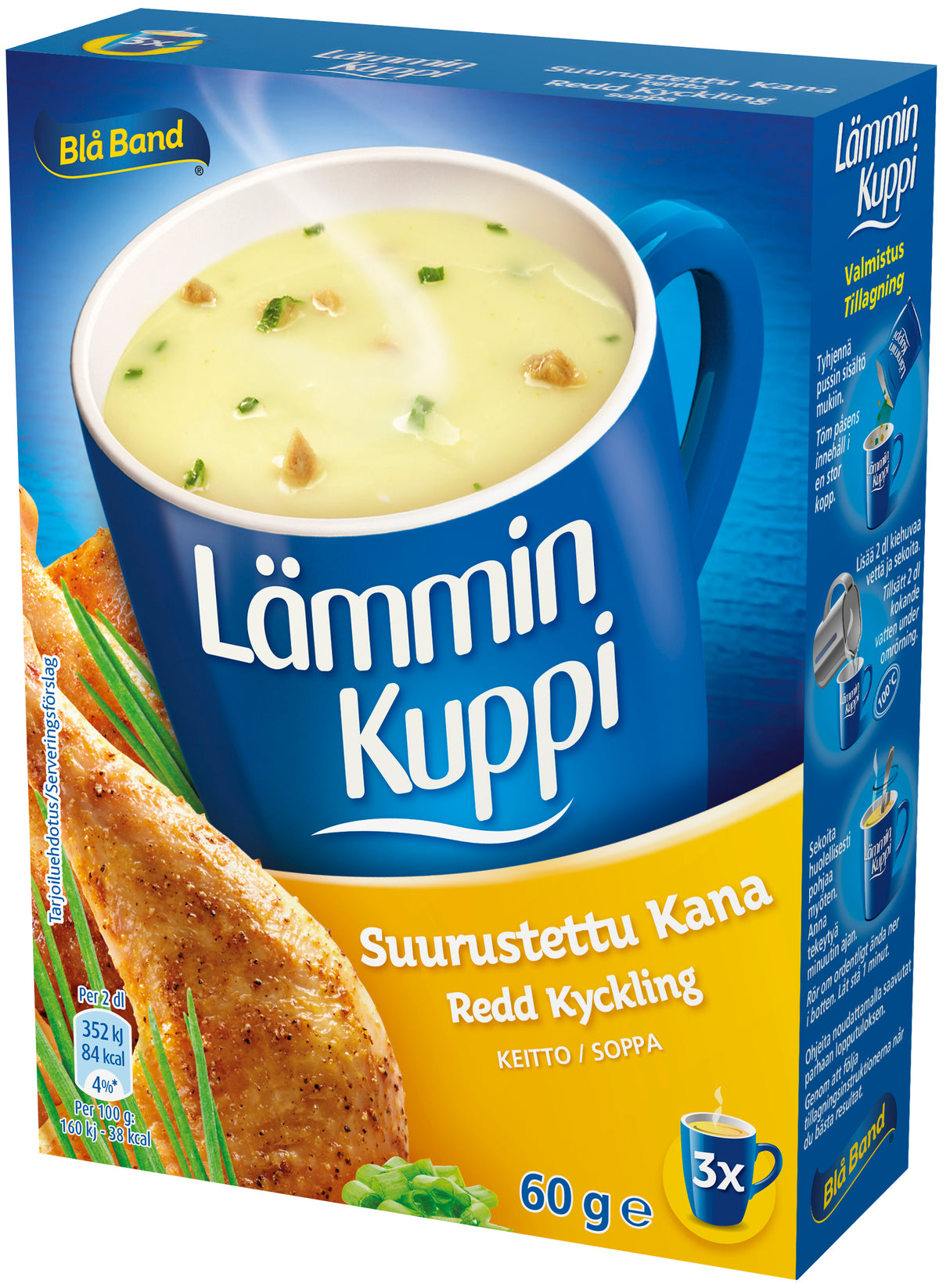 Blå Band Lämmin Kuppi Suurustettu Kanakeitto 3x20g