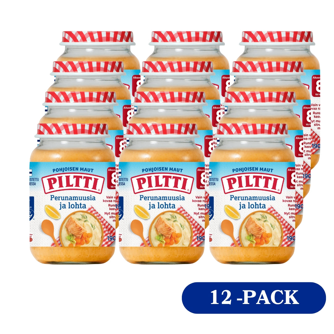 12 x Piltti Pohjoisen maut 190g Perunamuusia ja lohta lastenateria 8kk