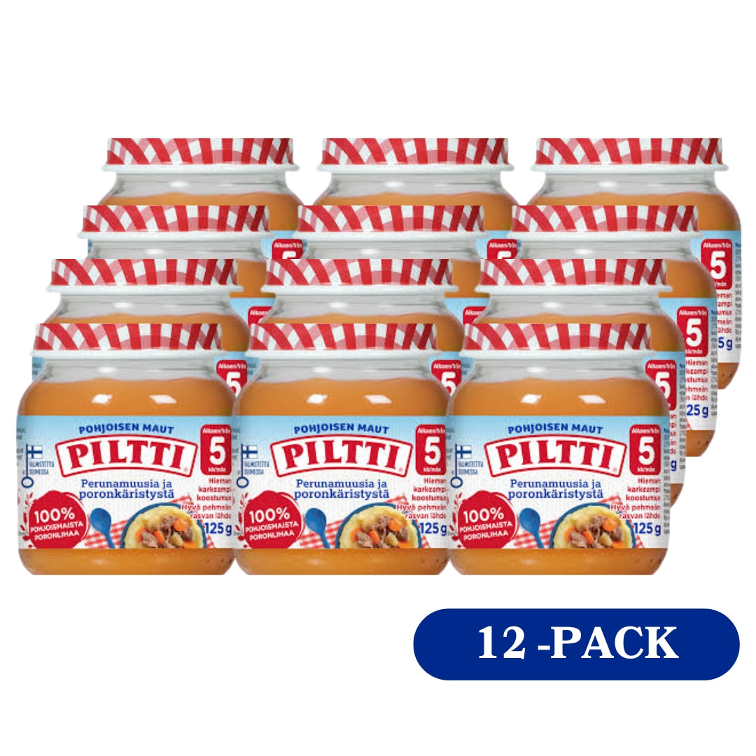12 x Piltti Pohjoisen maut 125g Perunamuusia ja poronkäristystä lastenateria 5kk