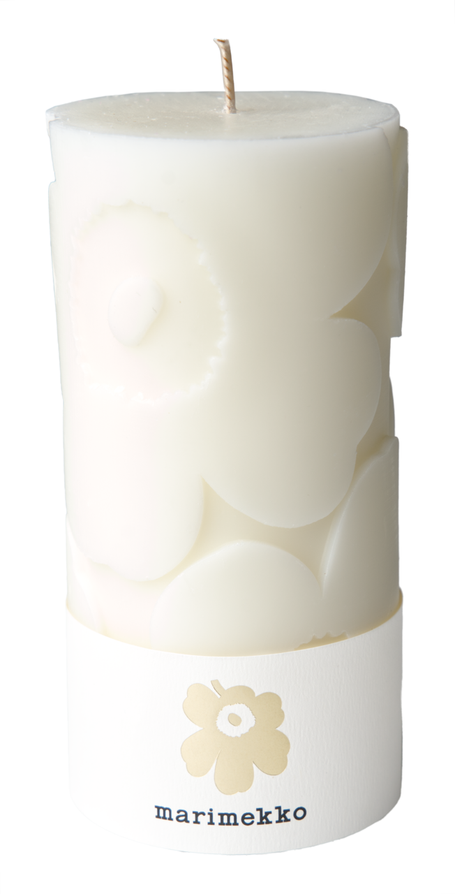 Marimekko Unikko ナチュラルホワイト テーブルキャンドル 1本入り/6.5x14cm