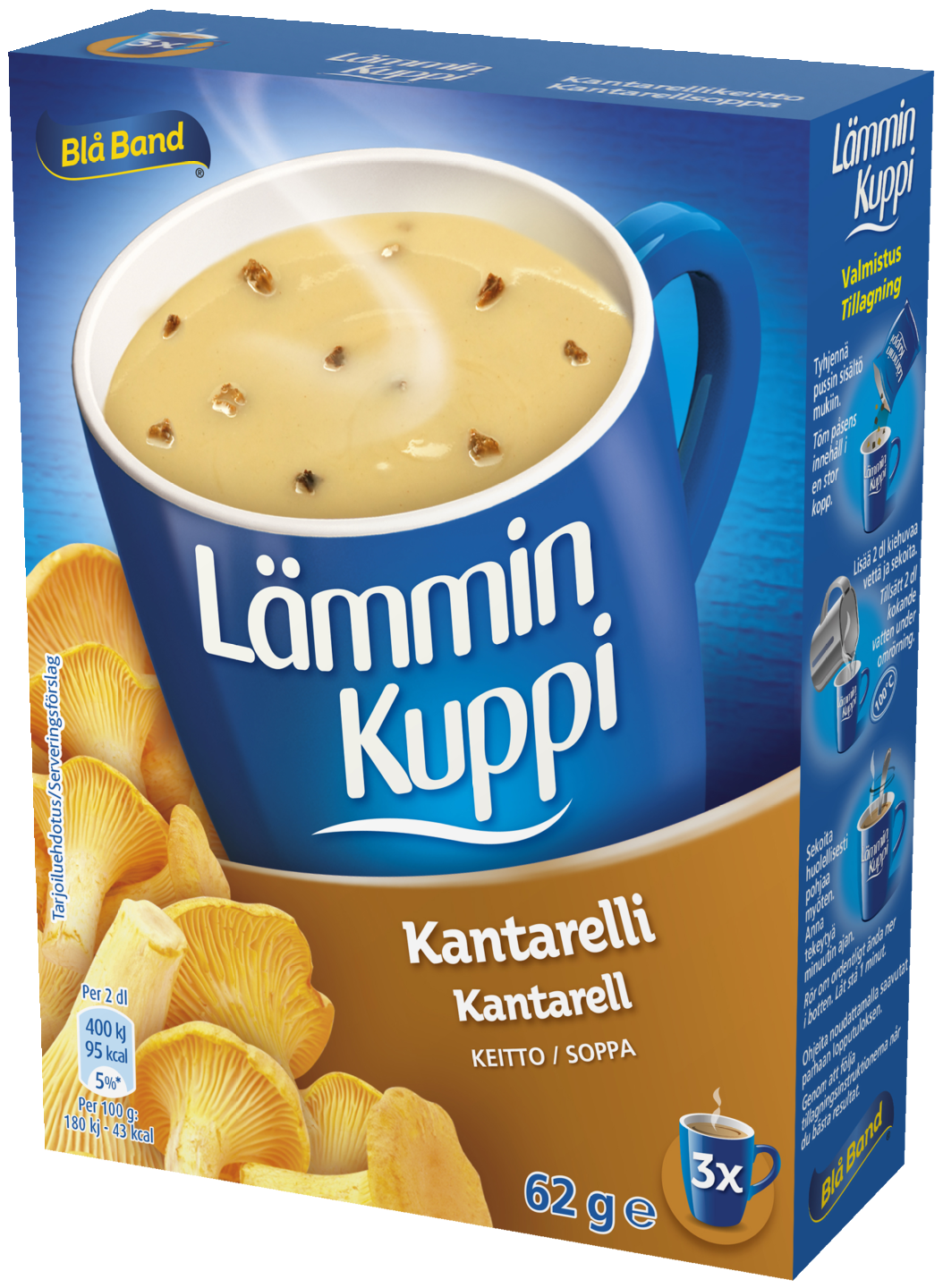 Blå Band Lämmin Kuppi vähälaktoosinen Kantarellikeitto 3x20g