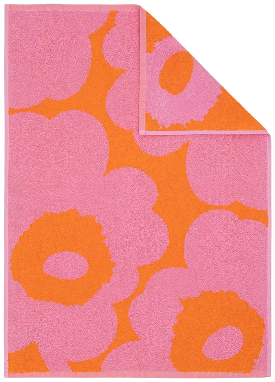Marimekko ウニッコ ハンドタオル 50×70cm、オレンジ、ピンク