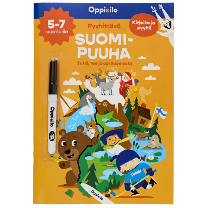 Oppi&ilo - Pyyhittävä Suomi-puuha 5-7v
