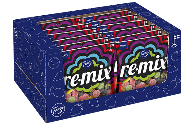 12 x Fazer Remix karkkipussi 350g LAATIKKO
