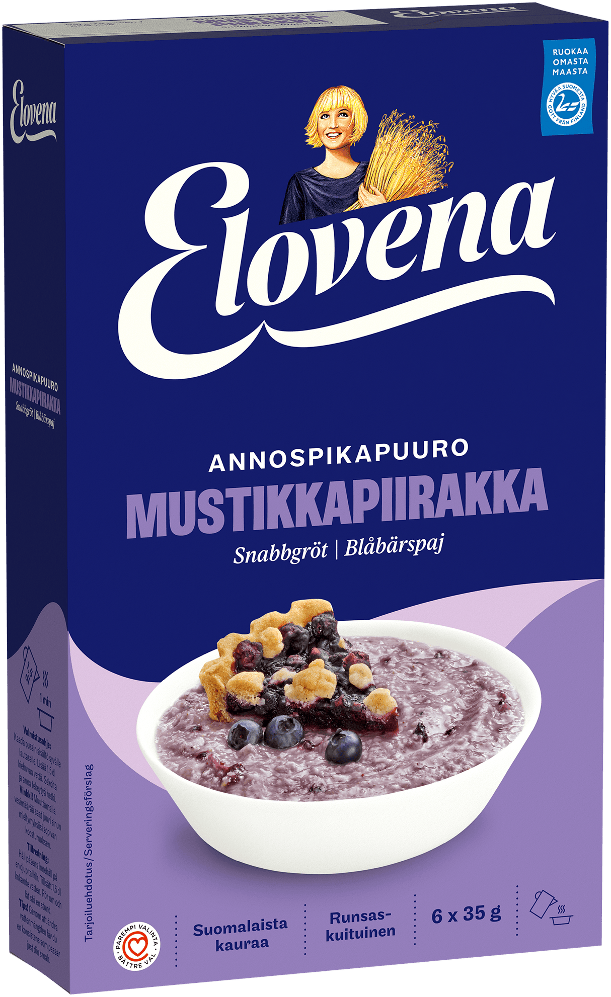 Elovena 210g mustikkapiirakanmakuinen annospikapuuro