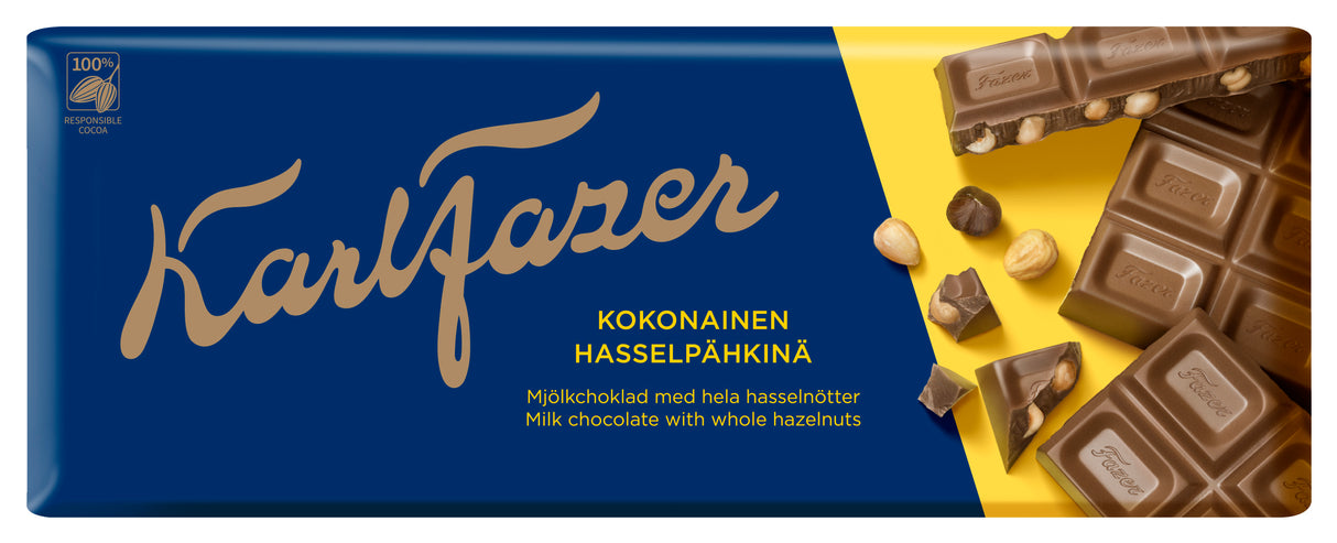 Karl Fazer kokonainen hasselpähkinä suklaalevy 200g