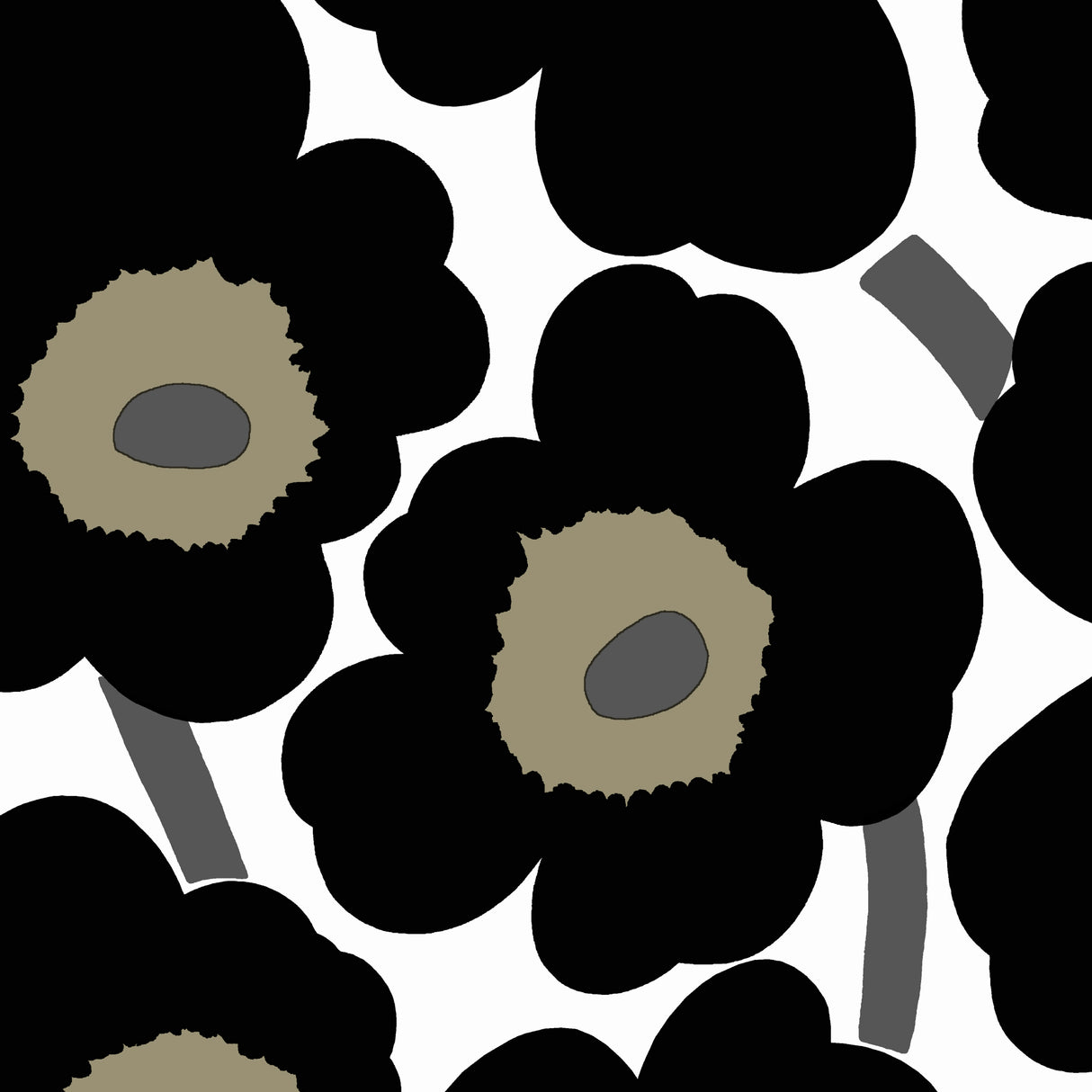Marimekko Unikko schwarz-weiße Serviette 20 Stück/33 cm