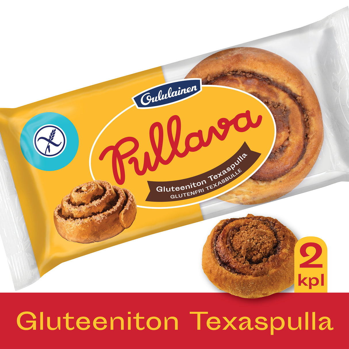 Oululainen Pullava glutenfri Texasbulle 2 st 140g