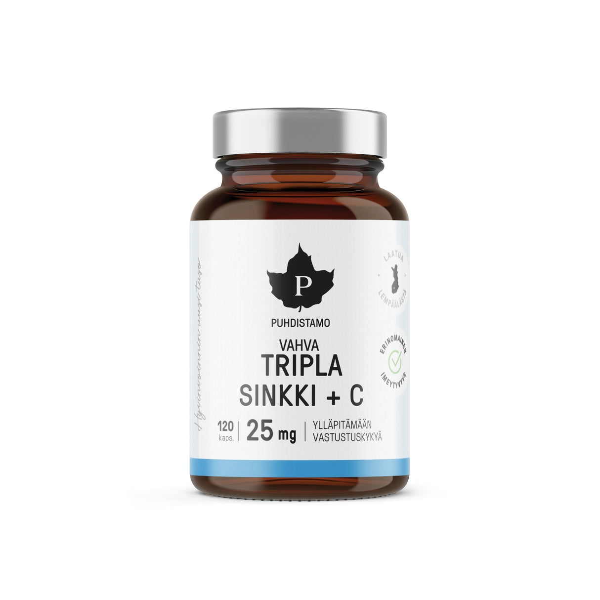 Puhdistamo Tripla Sinkki + C 25 mg 120 kapselia