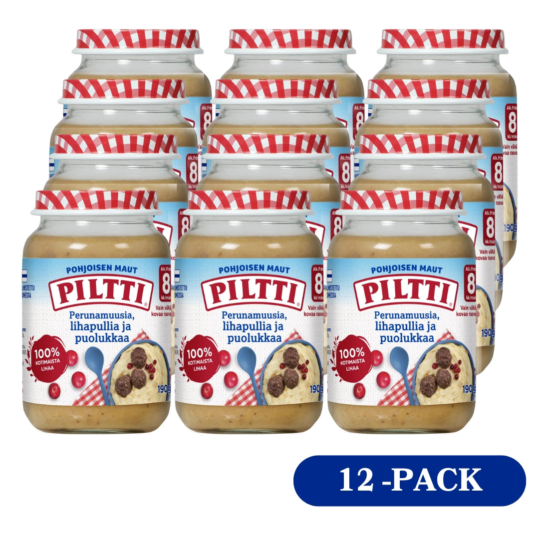 12 x Piltti Pohjoisen maut 190g Perunamuusia lihapullia ja puolukkaa lastenateria 8kk