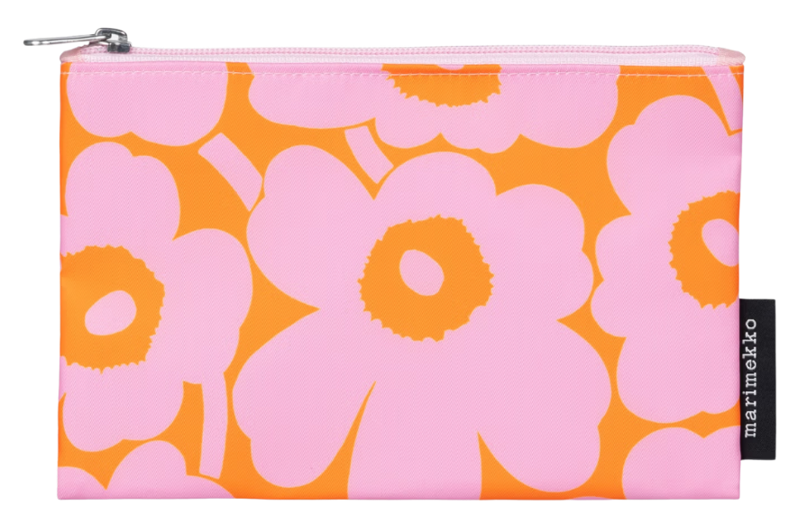 Marimekko カイカ ミニ ウニッコ コスメティックバッグ、オレンジ、ピンク