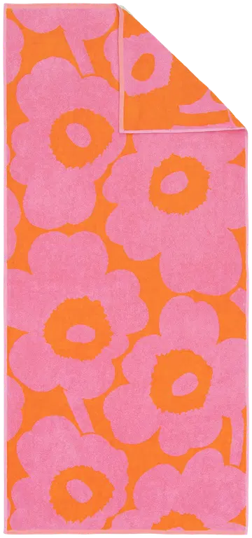 Marimekko ウニッコ バスタオル 70×150cm、オレンジ、ピンク