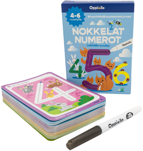 Oppi&ilo - NOKKELAT NUMEROT- puuhakortit 4–6 v