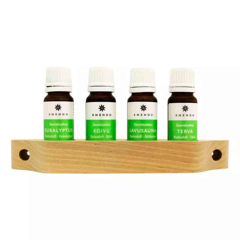 Emendo Saunatuoksut Eukalyptus, Koivu, Savusauna Ja Terva 4x10ml Puutelineellä